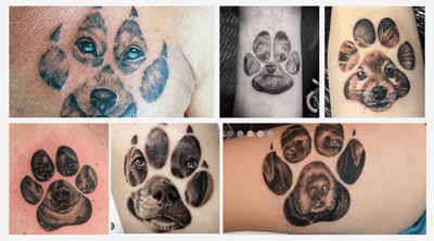 Celebrate Your Fur Baby's Love Forever with a Dog Portrait in a Paw Print Tattoo