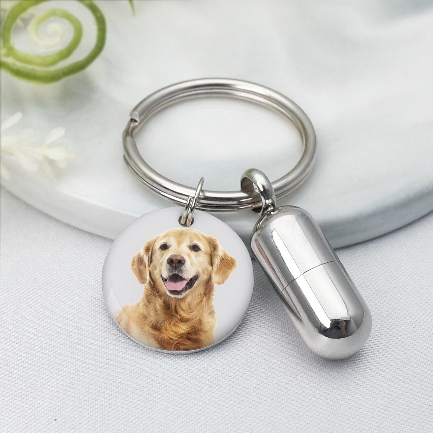 Personalized Pet Urn Keychain Dog Urn Key Chain Pet Memorial Cat Cylinder Cremation Urn Keyring Pet Photo Keepsake Ashes Jewelry - furry-angles