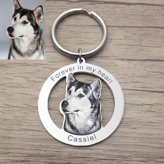 Personalized Photo Engraved Dog Memorial Keychain - furry-angles