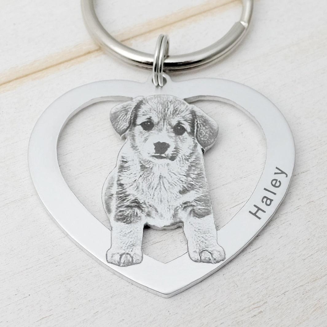 Pet Memorial - Personalized Photo Keychain - furry-angles