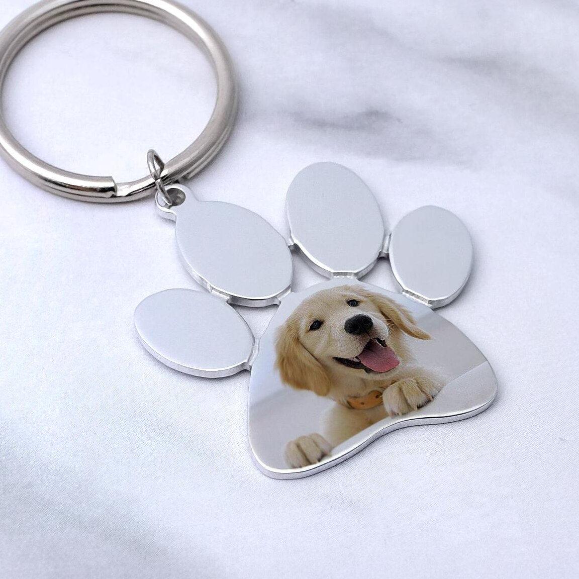 Pet Memorial - Personalized Photo Keychain - furry-angles