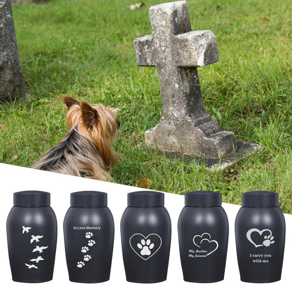 Stainless steel urn for pet ashes - furry-angles