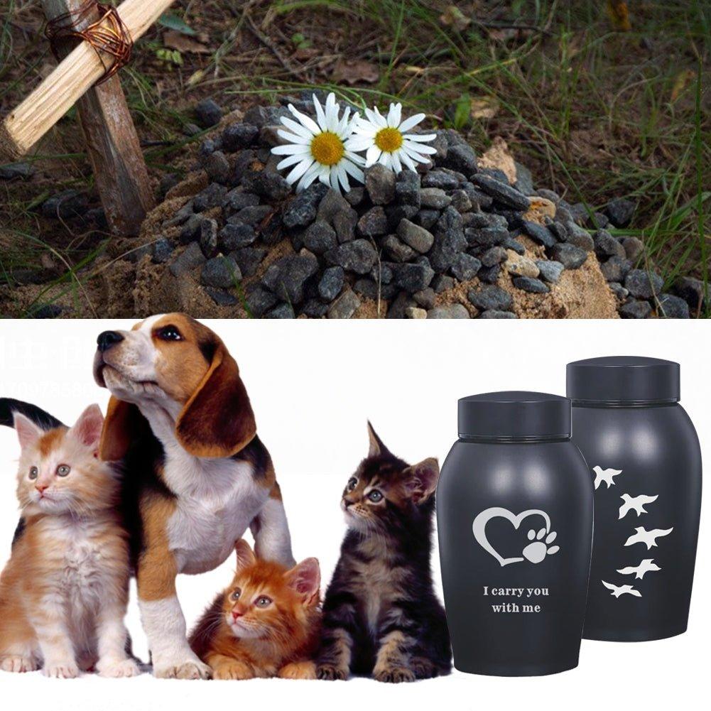 Stainless steel urn for pet ashes - furry-angles